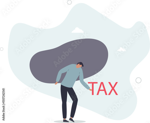 Heavy tax burden to pay off, weight or debt problem, bankruptcy or financial problem, government obligation concept. character life .