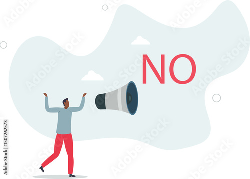 Learn to say no, leadership skill to manage workload, refuse to do wrong thing or time management concept. character life .