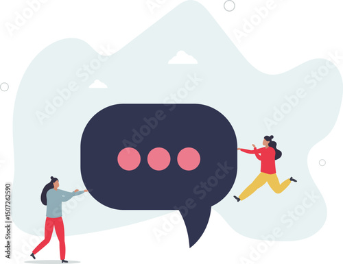 Team discussion, community or social feedback, communication or announcement dialog, team meeting concept. character life .