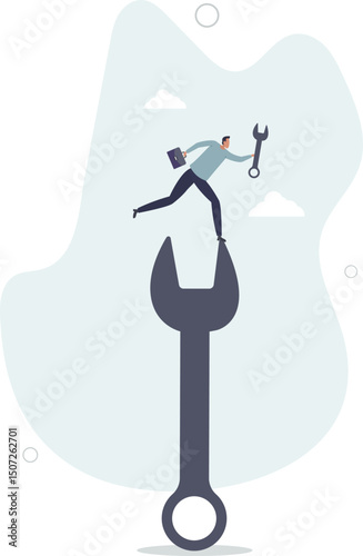 Fix business problem, help resolve problem, improve business in downturn or crisis management concept. character life .