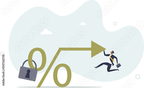Fixed interest rate, mortgage or loan, fixed cost or constant price, banking or financial return rate concept. character life .