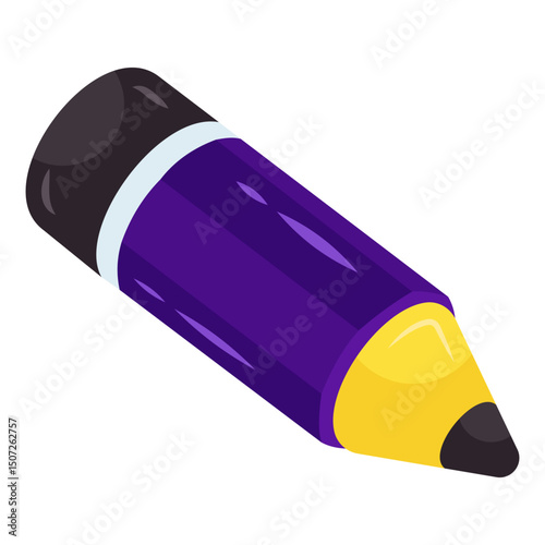 A writing tool icon, isometric design of pencil
