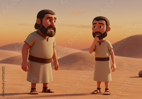 cinematic 3D animation style visualization of Genesis 25:29-34