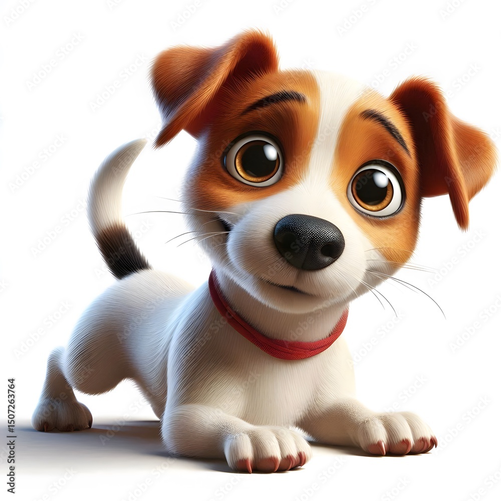 Fototapeta premium 흰 배경, 잭 러셀 테리어, 애니메이션 아트, jpeg (white background, Jack Russell Terrier, animation art, jpeg)