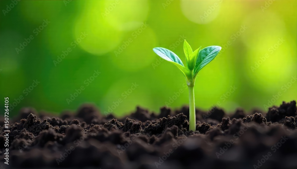 Close-up of flourishing green shoots emerging from soil, symbolizing growth, energy, and the potential of nature's power , development, organic Close-up of flourishing green shoots emerging from soil, symbolizing growth, energy, and the potential of nature's power , development, organic