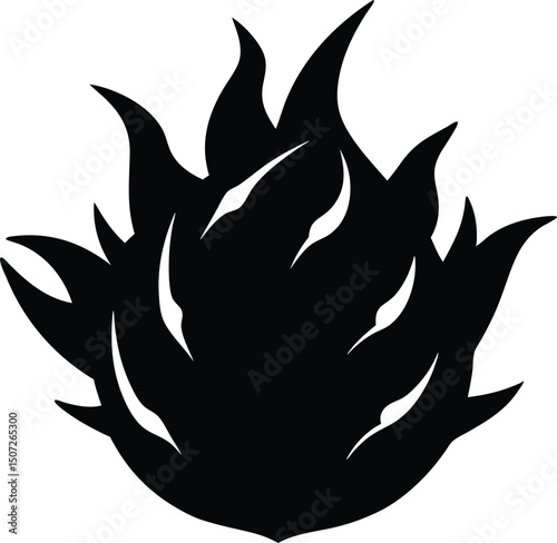 Dragon fruit silhouette vector, Dragon fruit black silhouette vector illustration