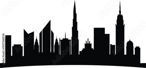 Dubai skyline silhouette, Dubai city skyline city buildings silhouette vector illustration