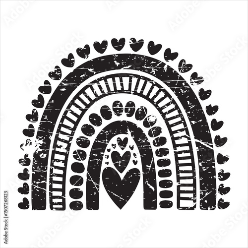 Distressed Heart Rainbow Graphic