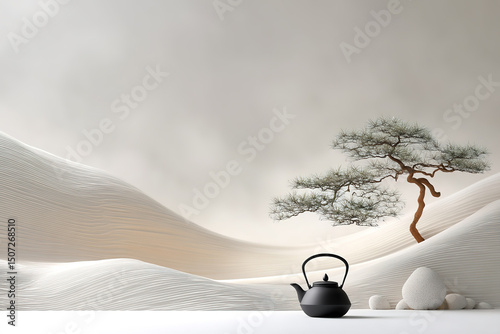 Tea sets in the context of mountains and rivers and the concept of traditional Chinese food culture