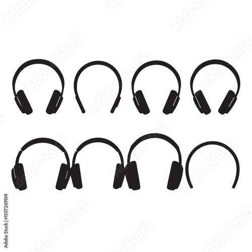 Collection of over ear headphone silhouettes various angles