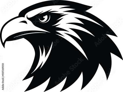 Eagle head vector illustration. Eagle head vector silhouette, Hawk head silhouette vector illustration
