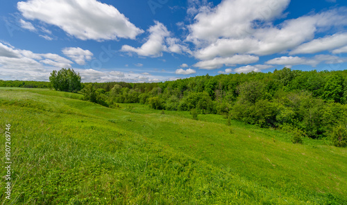 Fotografie Spring photography, meadows, fields, ravines, hills, rural landscape
