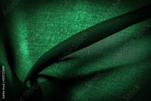 Fotografie Background texture Dark green chiffon silk is a soft transparent fabric with a slight roughness (matte, creped) due to the use of twisted yarn