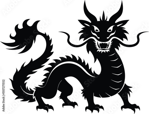 Chinese dragon silhouette, Silhouette chinese dragon vector illustration