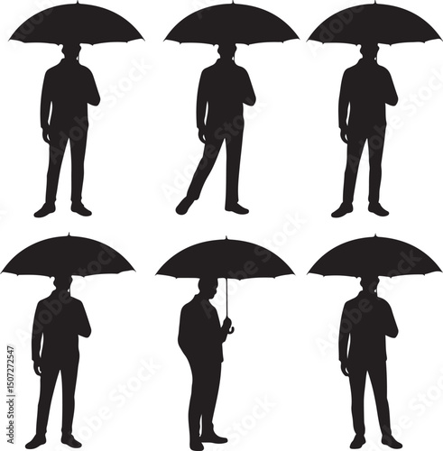 Umbrella in the Rain: A monochromatic artistic depiction of an umbrella shielding from a downpour, emphasizing protection and weather-related elements.