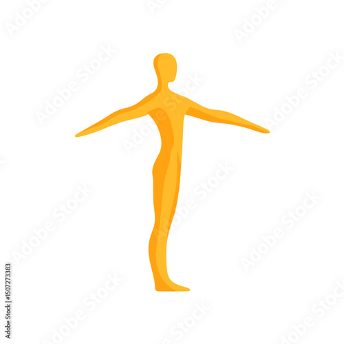 Minimalist Abstract Figure in Orange Against White Background in Studio Shot