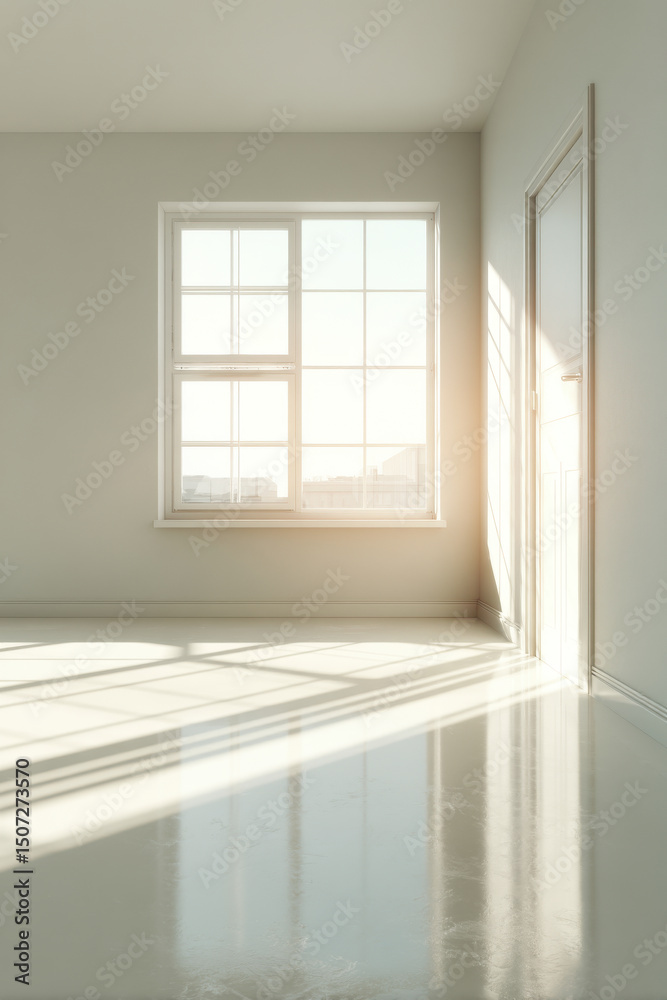 Fototapeta premium photorealistic depiction of ultraminimal empty room featuring single striking object as focal point