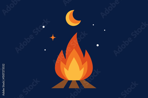 Vector illustration of a burning fire flame symbol