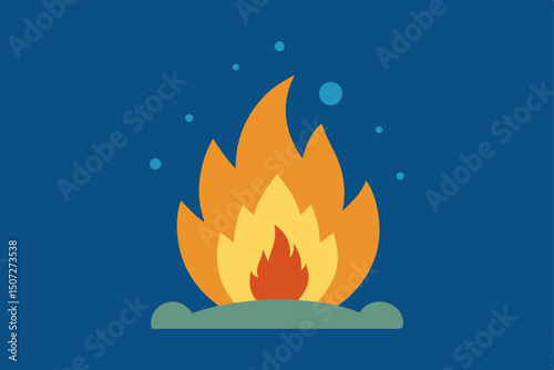Red and orange vector fire icon illustration with hot burning flames and fiery blaze symbol design