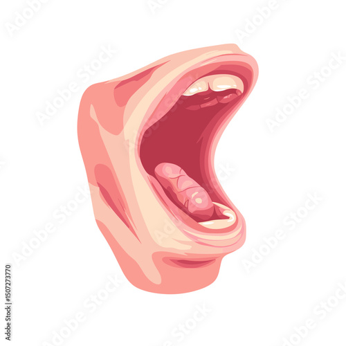 Open Mouth Pixel Art Illustration with Tongue Showing White Background Communication Expression Cartoon Animation Isolated Vocal Anatomy