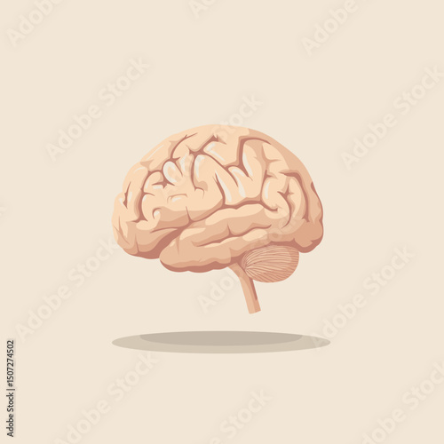 Pixel Art Illustration of Human Brain Anatomy in Beige Tones for Medical Concept