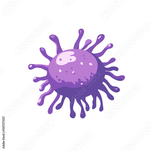 Purple Microbe Cell Illustration Isolated on White Background for Scientific Study or Healthcare Theme