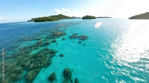 Wallpaper Mural Underwater View of Tropical Islands with Turquoise Water and Coral Reefs Torontodigital.ca