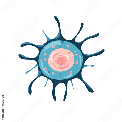 Teal and Pink Cell Illustration on White Background Scientific Image for Medical Purpose Disease Research and Education Diagram