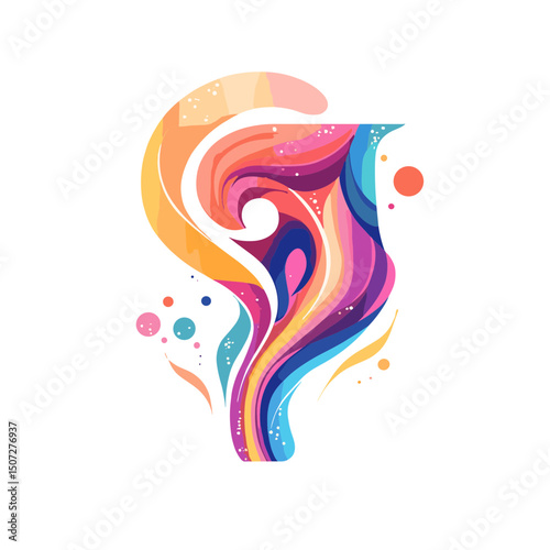 Vibrant Abstract Swirl Design with Fluid Colorful Patterns on White Background