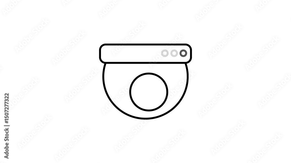 Simple camera line icon animation on a white background