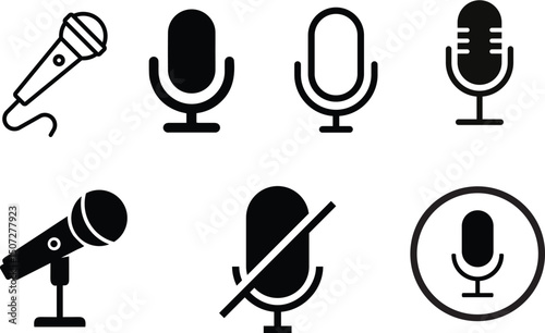 Set of Microphone Icons, Microphone icon vector set. audio illustration sign collection. mic symbol.