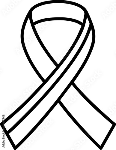 awareness ribbon outline vector illustration simple design, line art