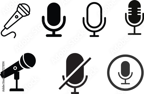Set of Microphone Icons, Microphone icon vector set. audio illustration sign collection. mic symbol.