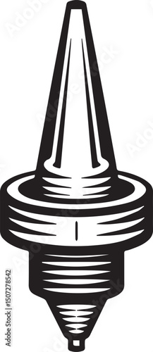 3D Print Nozzle Icon Silhouette Vector | Sharp Black Vector Art for Technical Illustration