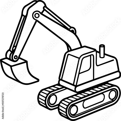 excavator line art vector illustration	simple design