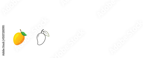 mango icon set colorful and outline mango icon isolated on white background