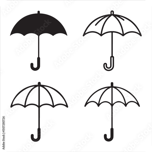 Umbrella in the Rain: A monochromatic artistic depiction of an umbrella shielding from a downpour, emphasizing protection and weather-related elements.