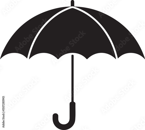 Umbrella in the Rain: A monochromatic artistic depiction of an umbrella shielding from a downpour, emphasizing protection and weather-related elements.