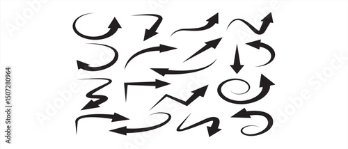 Curved arrows. Arrow sign. Curved arrows set. Arrow symbol collection. Vector illustration.art