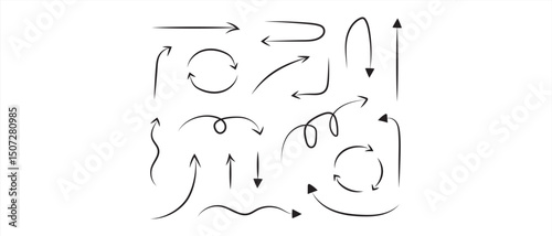 Curved arrows. Arrow sign. Curved arrows set. Arrow symbol collection. Vector illustration.art