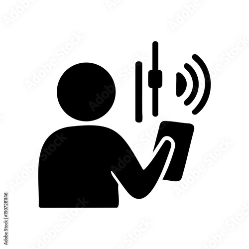 User Adjusting Volume On Mobile Device Icon
