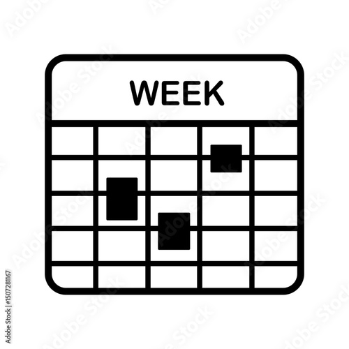Weekly Calendar Schedule Icon Outline