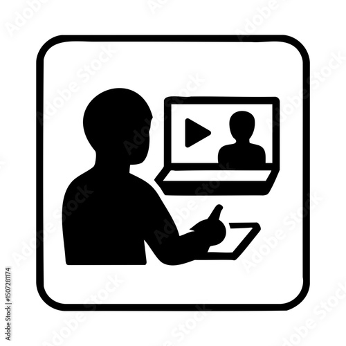 Watching Online Video Learning On Tablet Icon