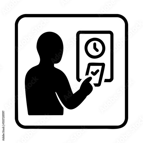 Employee Clock In Attendance Icon Symbol