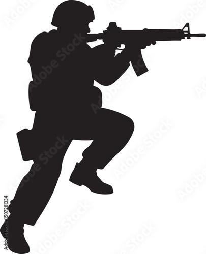 Army Soldier black silhouette design vector