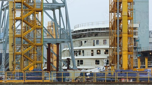 Detail of the structures and buildings of a shipyard