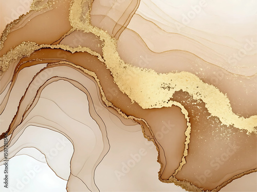 Geometric liquid abstraction in muted earth tones
