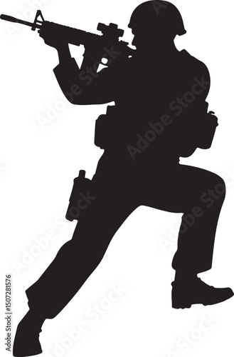 Army Soldier black silhouette design vector