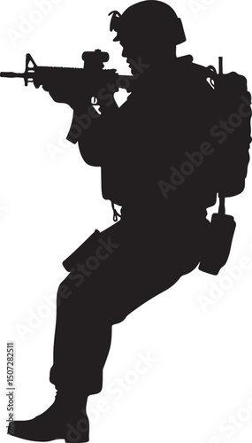 Army Soldier black silhouette design vector