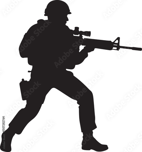 Army Soldier black silhouette design vector